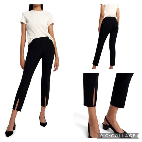 NEW THEORY front slit in black dress pants 00 leggings cotton blend - Picture 1 of 16
